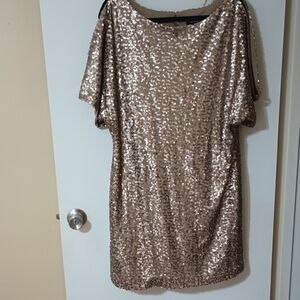 S.L. Fashions Shimmering Gold Sequin Mini Dress